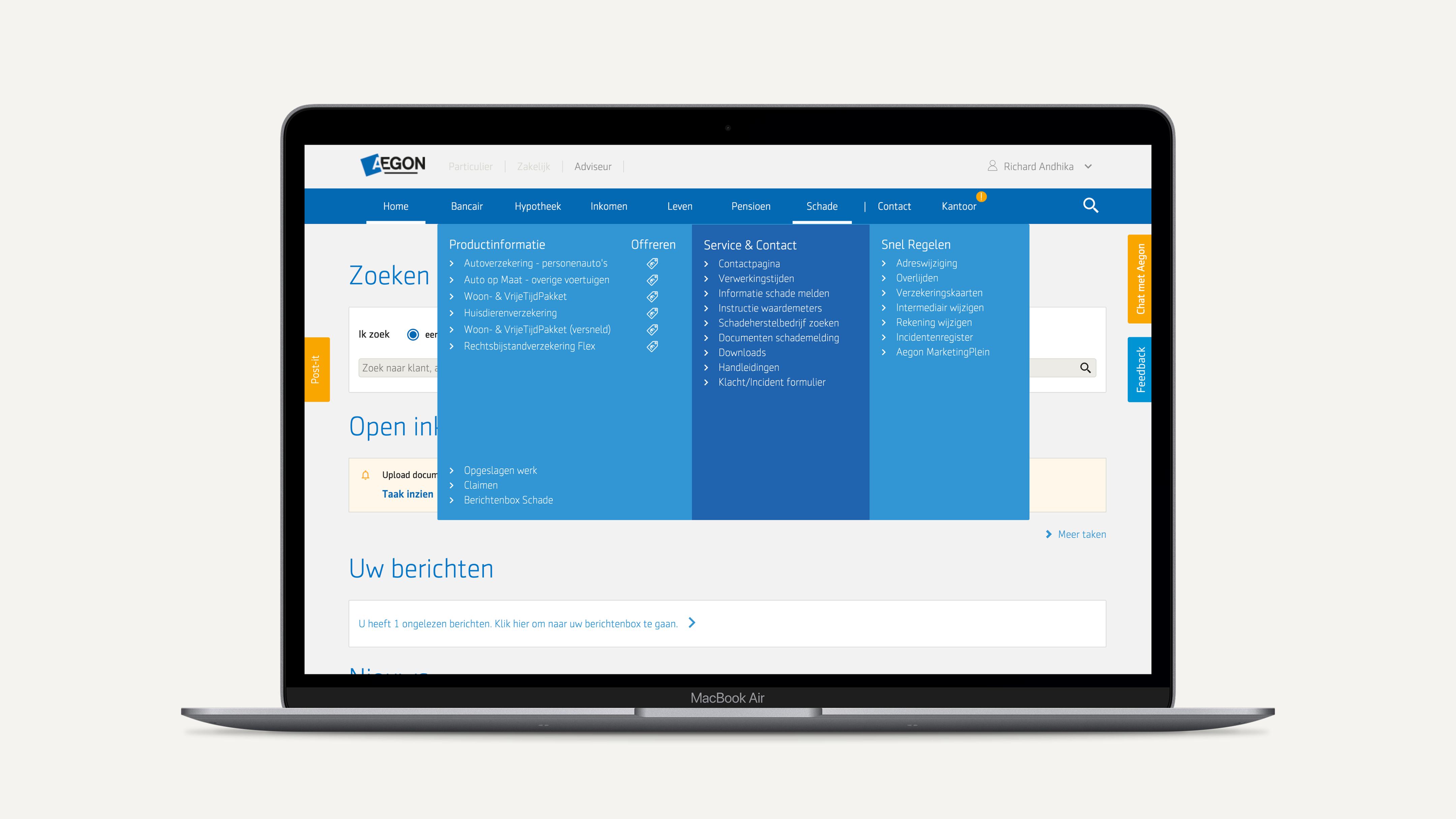 AIP 2.0 homepage with 6-BU mega-nav and news feed