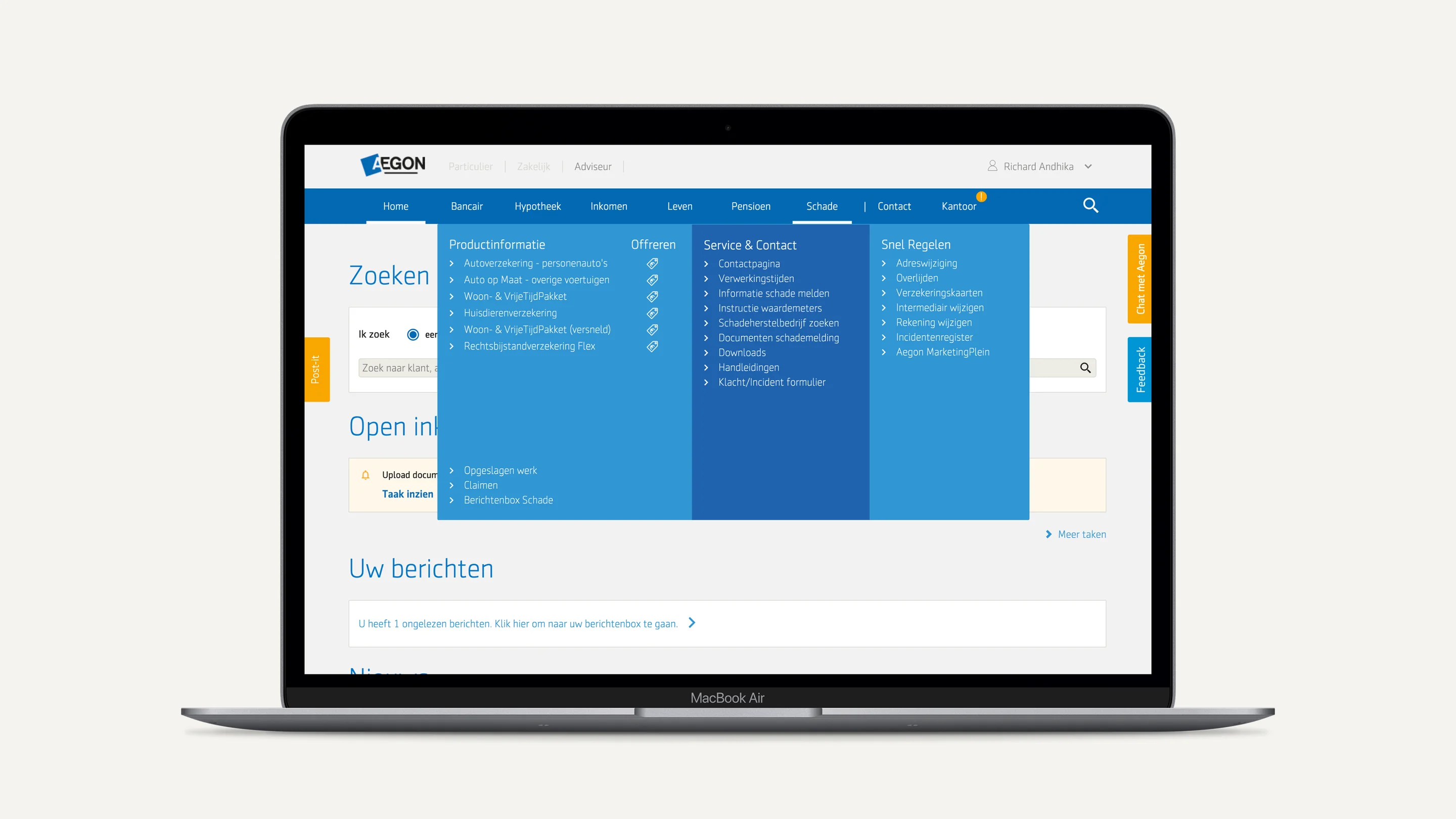 AIP 2.0 homepage with 6-BU mega-nav and news feed