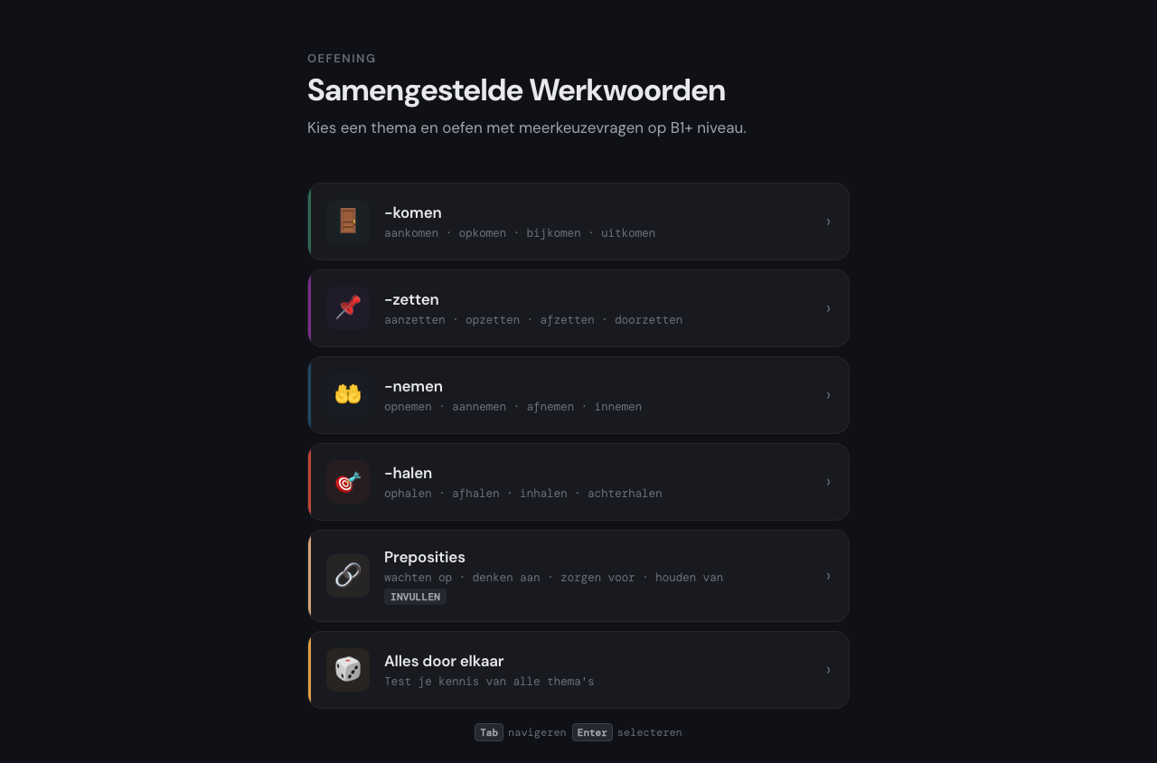 Samengestelde Werkwoorden screenshot
